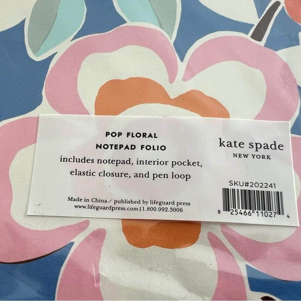 NWT Kate Spade Pop Floral Notepad Folio